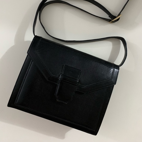Authentic Yves Saint Laurent vintage lizard embossed leather shoulder bag - Picture 7 of 17